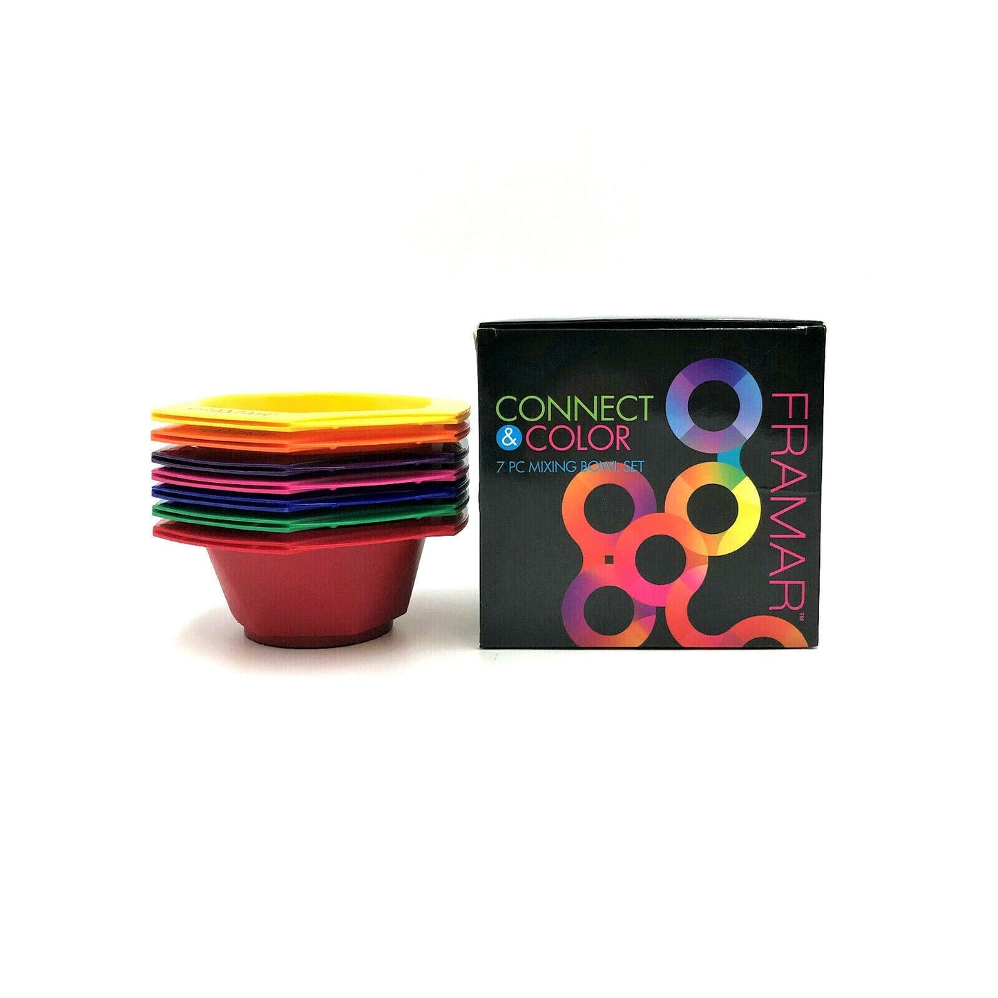 Framar Multi-Colored Connect & Color 7 Connecting Bowls For Hair Color - Small