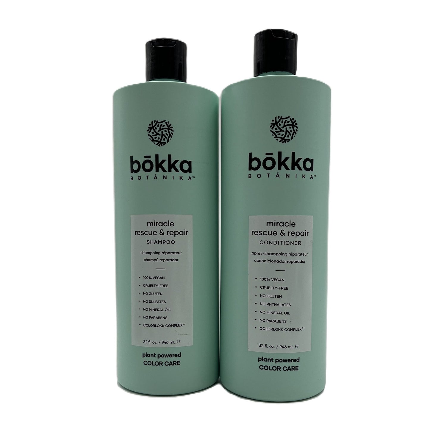 bokka Botanika Miracle Rescue & Repair Shampoo & Conditioner 32 fl.oz Duo