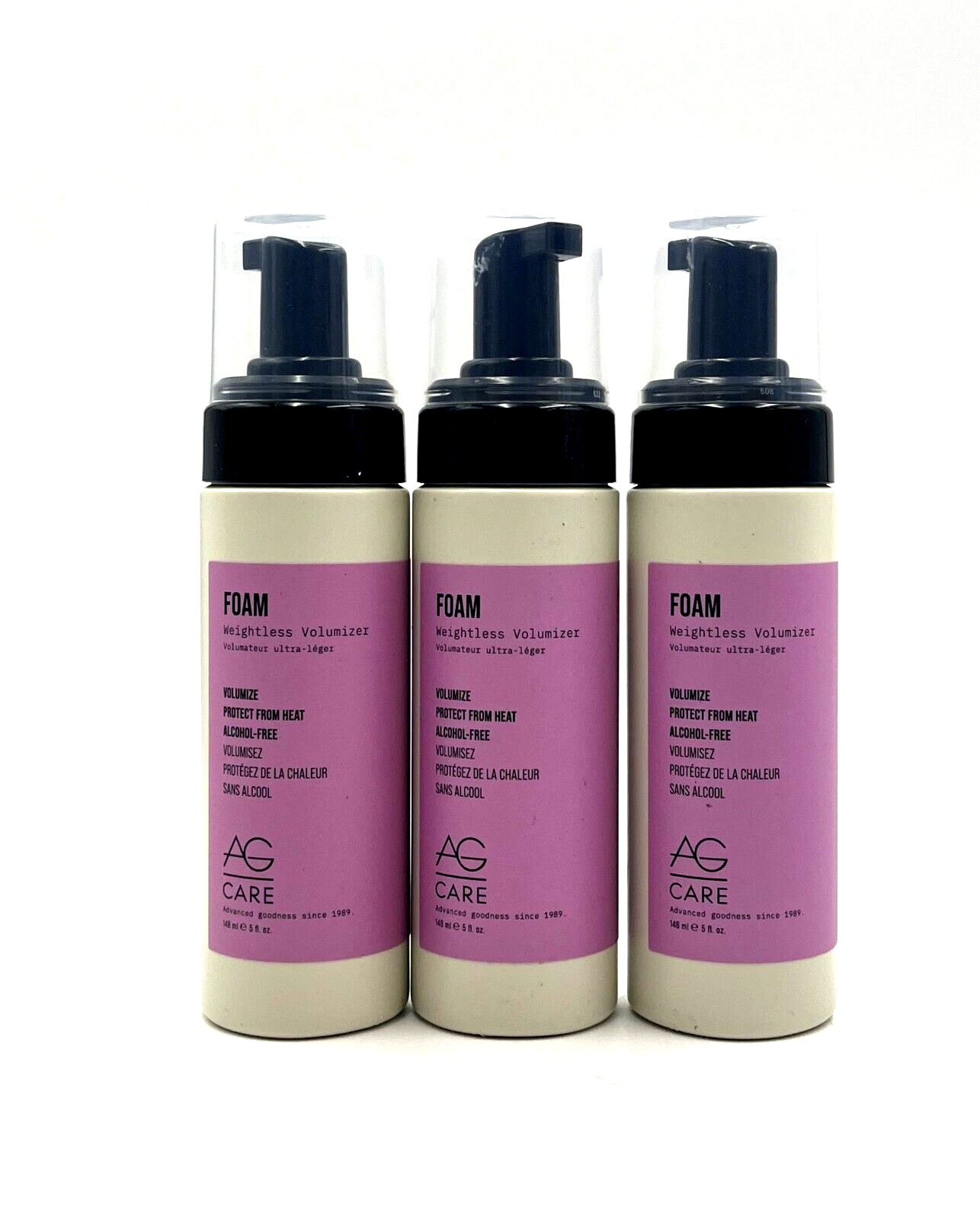 AG Care Foam Weightless Volumizer Volume Protect From Heat Alcohol-Free 5 oz-3 P