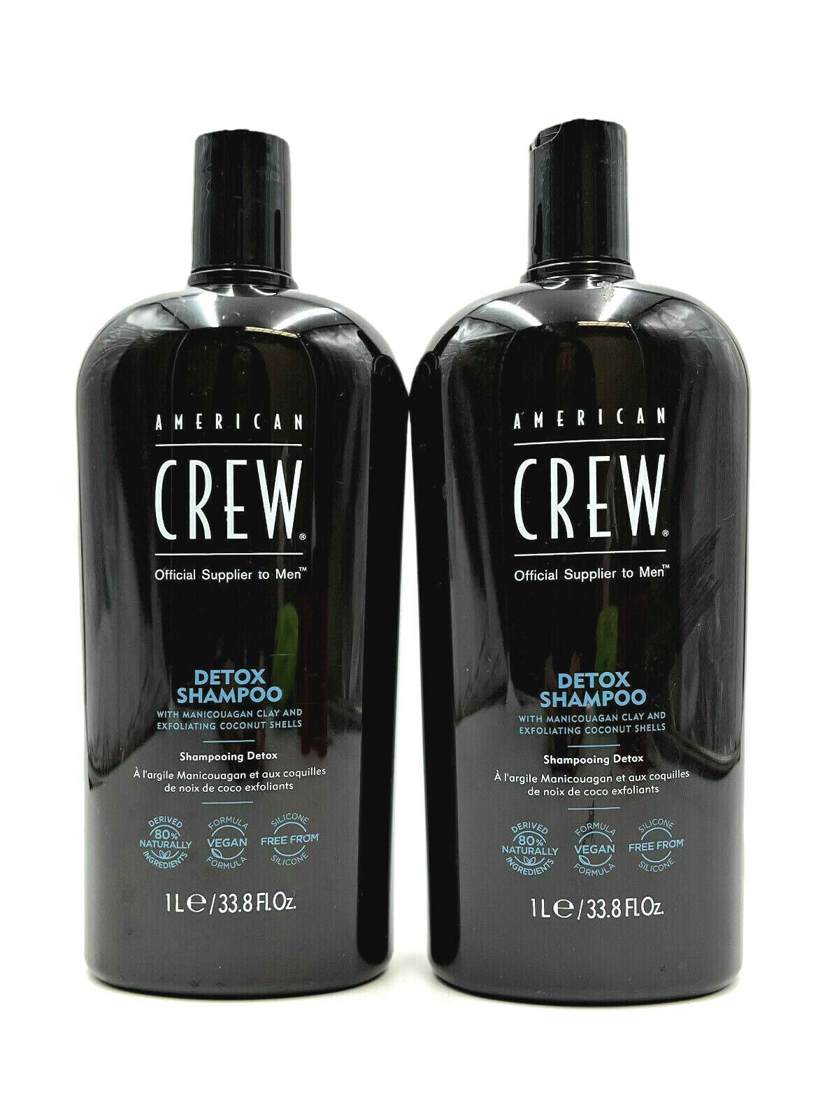 American Crew Detox Shampoo/Manicouagan Clay & Exfoliating Coconut Shells 33.8oz DUO