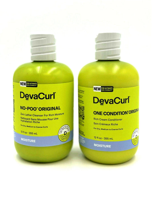 DevaCurl No-Poo Original Zero Lather Cleanser & One Condition Original 12 oz Duo