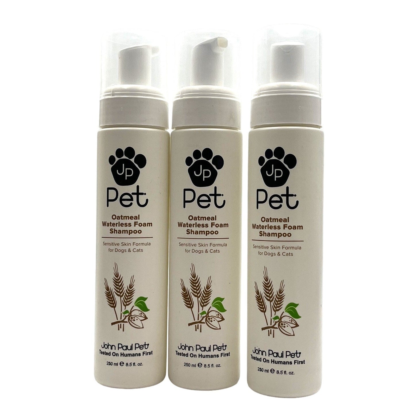 JP Pet Oatmeal Waterless Foam Shampoo Sensitive Dogs Cats 8.5 fl.oz-3 Pack