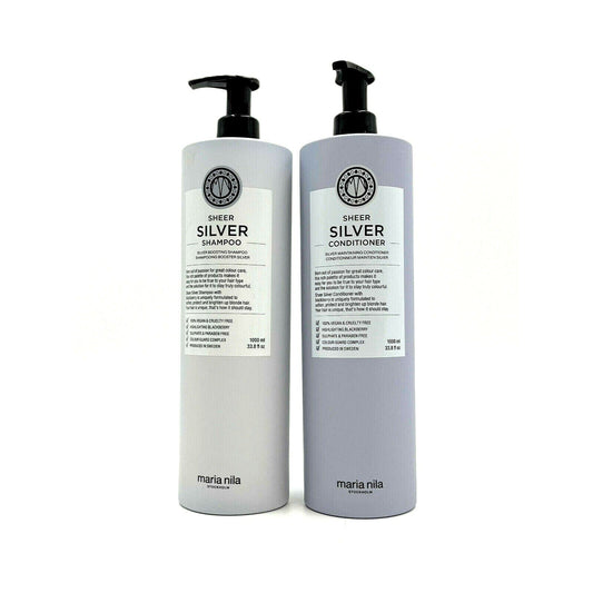 Maria Nila Sheer Silver Boosting Shampoo & Maintaining Conditioner 33.8 oz Duo