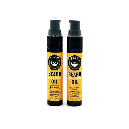 GIBS Guys Into Beard Stuff Man Scaper Beard, Hair & Tattoo Oil 1 oz-2 Pack