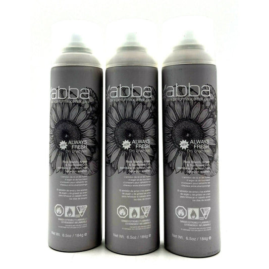 Abba Hair Care Always Fresh Dry Shampoo Rice Starch, Argan,Sunflower 6.5 oz-3 Pk