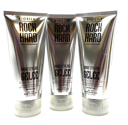 Biosilk Rock Hard Hard Styling Gelee Strong Hold 6 oz-3 Pack