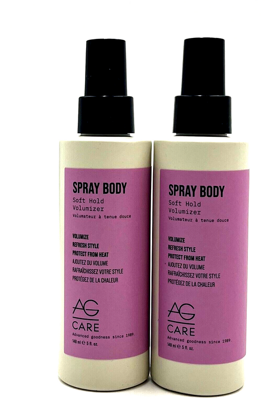 AG Care Spray Body Soft Hold Volumize Refresh Style Protect From Heat 5 oz-2 Pack