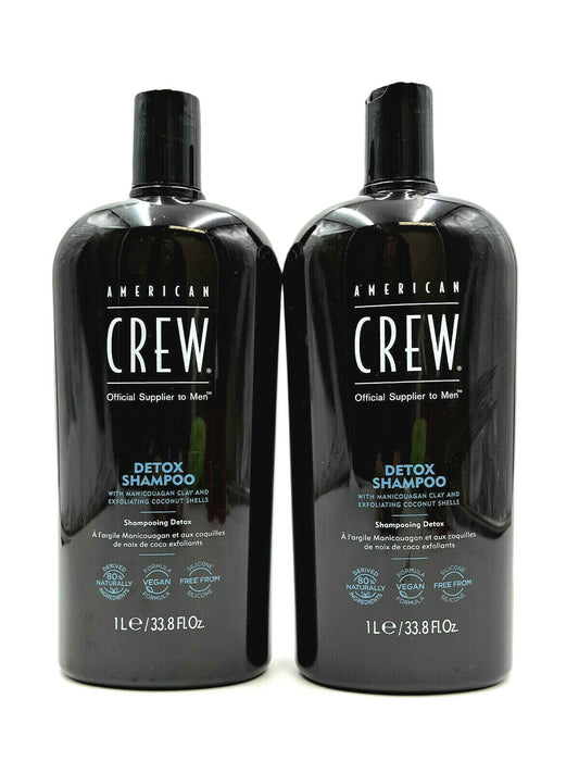 American Crew Detox Shampoo/Manicouagan Clay & Exfoliating Coconut Shells 33.8oz DUO